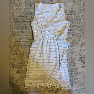 Carve Designs Faux Wrap V-Neck Tassel Double Lined Pockets Tencel Small Dress